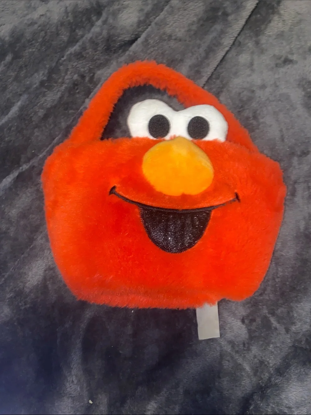 Plush Character Elmo Kids Basket- Bright Red Fuzzy Tote